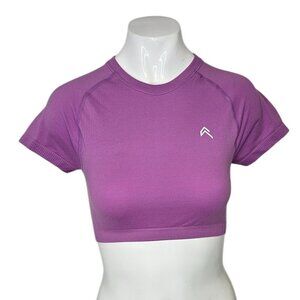 Oner Active Womens Seamless Short Sleeve Crop Top, Stretch, Purple, Size XS/S